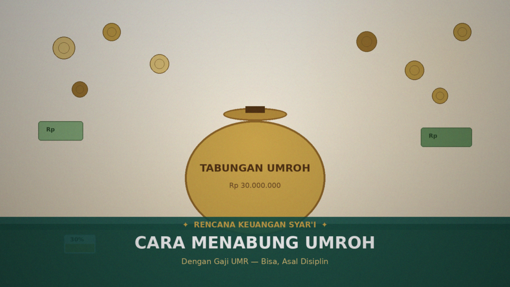 Ilustrasi tabungan umroh gaji UMR dengan celengan emas