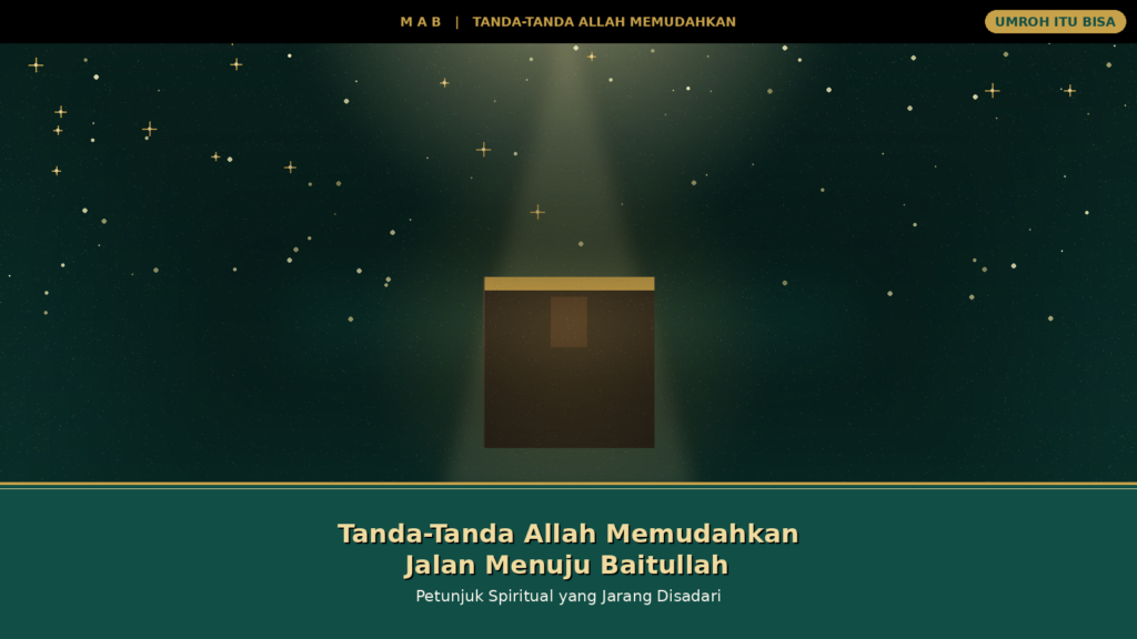 Hero artikel Tanda-Tanda Allah Memudahkan Jalan Menuju Baitullah, ilustrasi cahaya dari langit ke Ka'bah dengan bintang-bintang