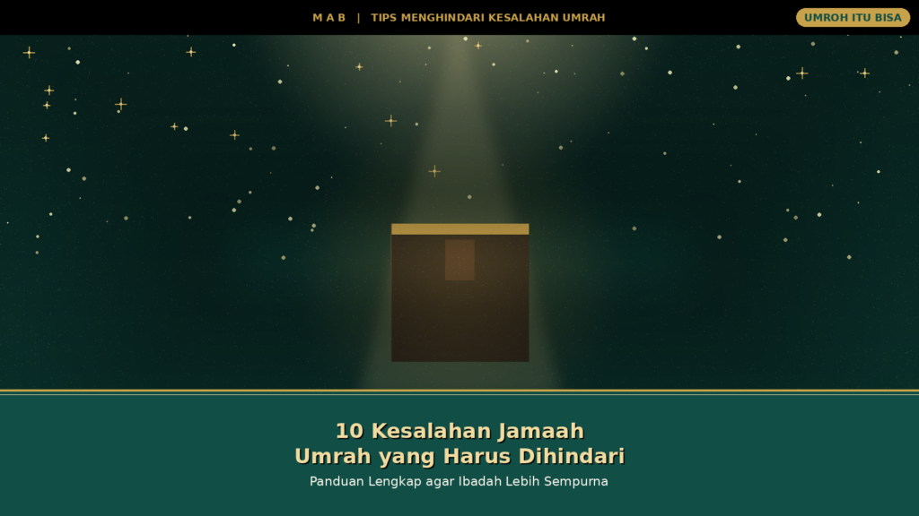 Latar Ka'bah dengan cahaya spiritual MAB, judul 10 Kesalahan Jamaah Umrah yang Harus Dihindari